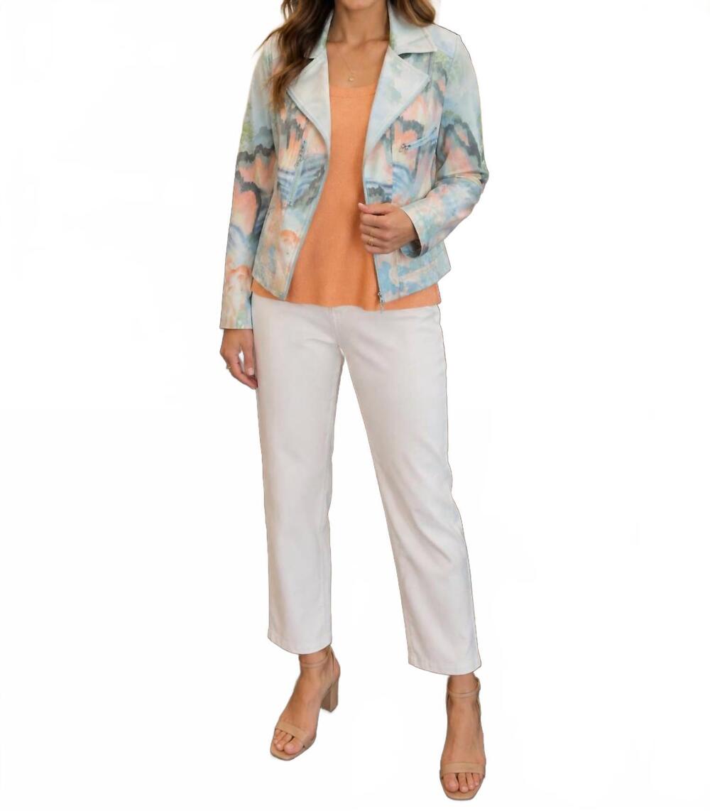 NEW INSIGHT printed metallic jacket in liquid lakeside